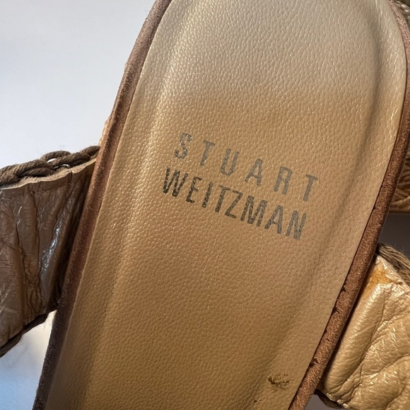 Stuart Weitzman Brown Crochet Wedge Sandals - Picture 4 of 6
